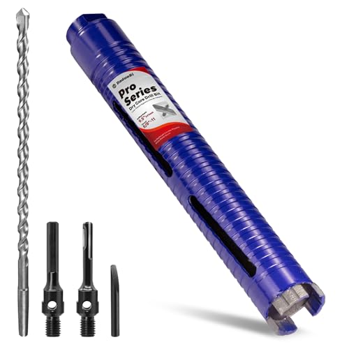 Image of 1-1 /2 inch Core Drill Bit with Pilot Bit & Adapters(SDS Plus and 1 /2 inch Hex), 5 /8 inch-11 Thread, 9.5 inch Depth, Upgraded-Welded Segments Diamond Core Bits for Concrete, Masonry, Brick Block