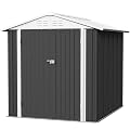 Flamaker 6x8 FT Storage Shed Waterproof Metal Garden Shed with Lockable Door Utility Tool Shed Outdoor Storage for Backyard, Patio and Lawn, Grey