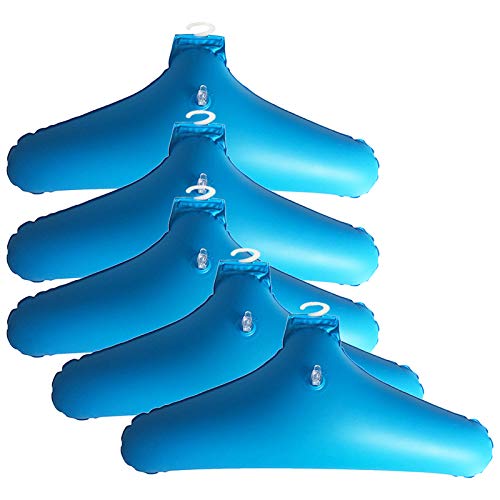 CUSROS 5-teilige Kleiderbügel Kleiderbügelhaken Organizer Rack Wäscheklammern, PVC Aufblasbarer Faltbarer Kleiderbügelhalter Rutschfester Tragbarer Kleiderhalter Blau Einheitsgröße