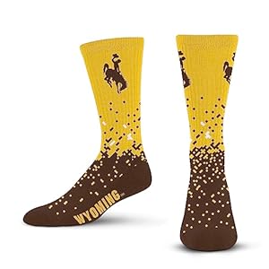 For Bare Feet NCAA WYOMING COWBOYS Spray Zone Crew Sock Team Color Youth