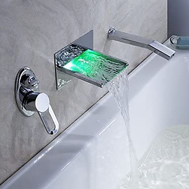 Juego de grifos, accesorios para bañera – LED que cambia de color cascada grifo de bañera con ducha extensible para baño, cocina, lavabo a presión
