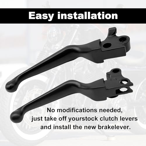 CmeRto 1 Pair Black Motorcycle Hand Levers Brake Clutch Lever Chrome Brake Clutch Handle Compatible with Harley Sportster 883 1200 Dyna Touring Road King Heritage Softail Fat Bob