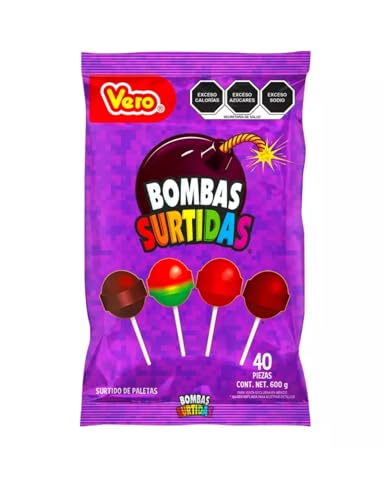 La Mejor Recopilación de Paletas Top 5. 44 Paleta Vero Bomba Caramelo Dulce Sabores Surtidos 40 piezas