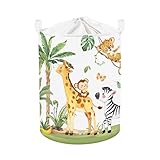 Clastyle Ceste Biancheria Bambini Animale Tropicale Cestino Giocattoli Vestiti per Ragazzo Ragazza Cestino Portaoggetti per Bagno Cameretta Bucato,Giraffa Zebra,36 * 45 cm