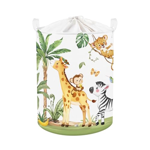 Clastyle Tropical Jungle Animals Baby Laundry Hamper Palm Tree Kid Storage Basket Boys Girls Gift Toy Box Collapsible Clothes Organizer Nursery Bin...