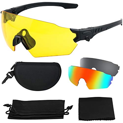 Shooting Glasses for Men and Women, XAegis Anti Fog Z87+ Safety Glasses Sport Sunglasses Tactical Interchangeable lenses with Case, UV Eye Protection