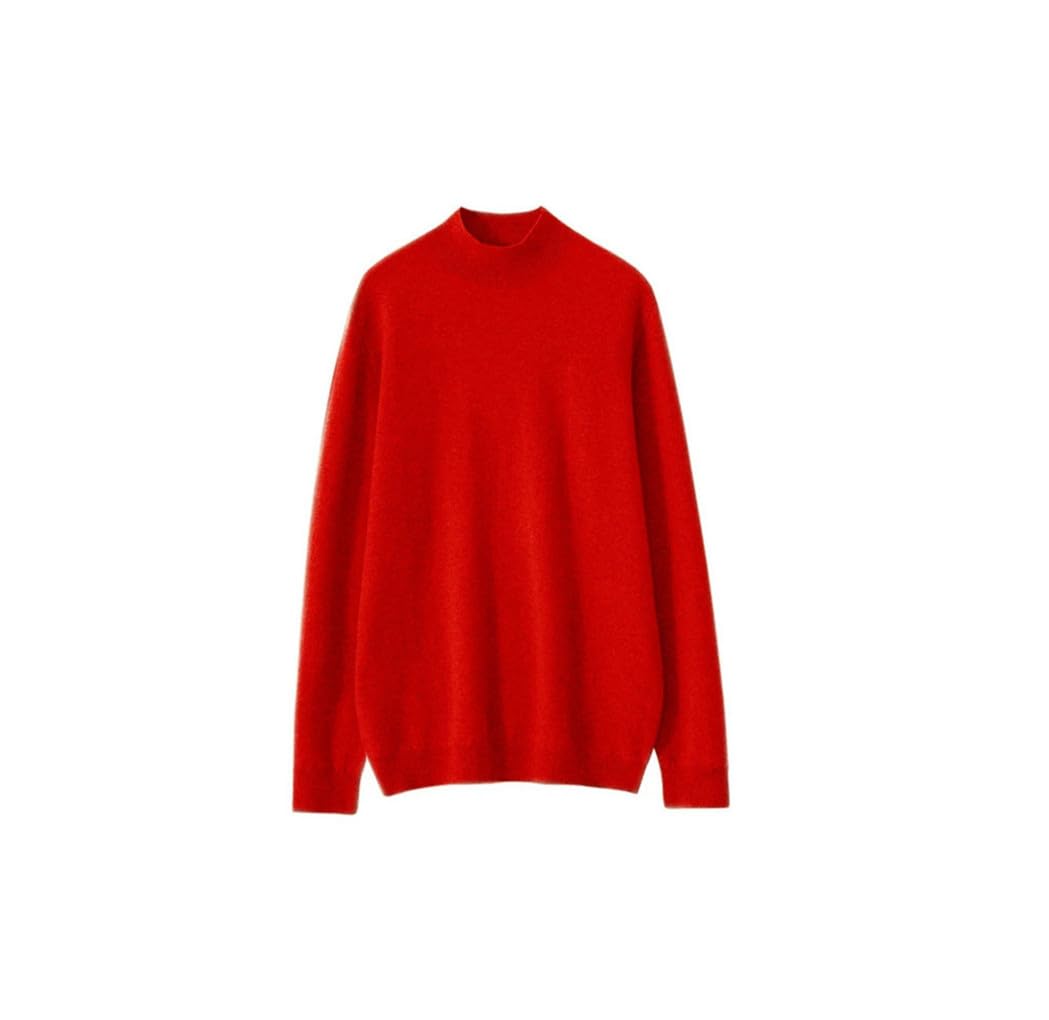 Hamthuit Autunno/Inverno da Uomo in Lana Collo Mezzo Alto Tinta Unita Pullover Casual Morbido Maglione Sciolto Casual