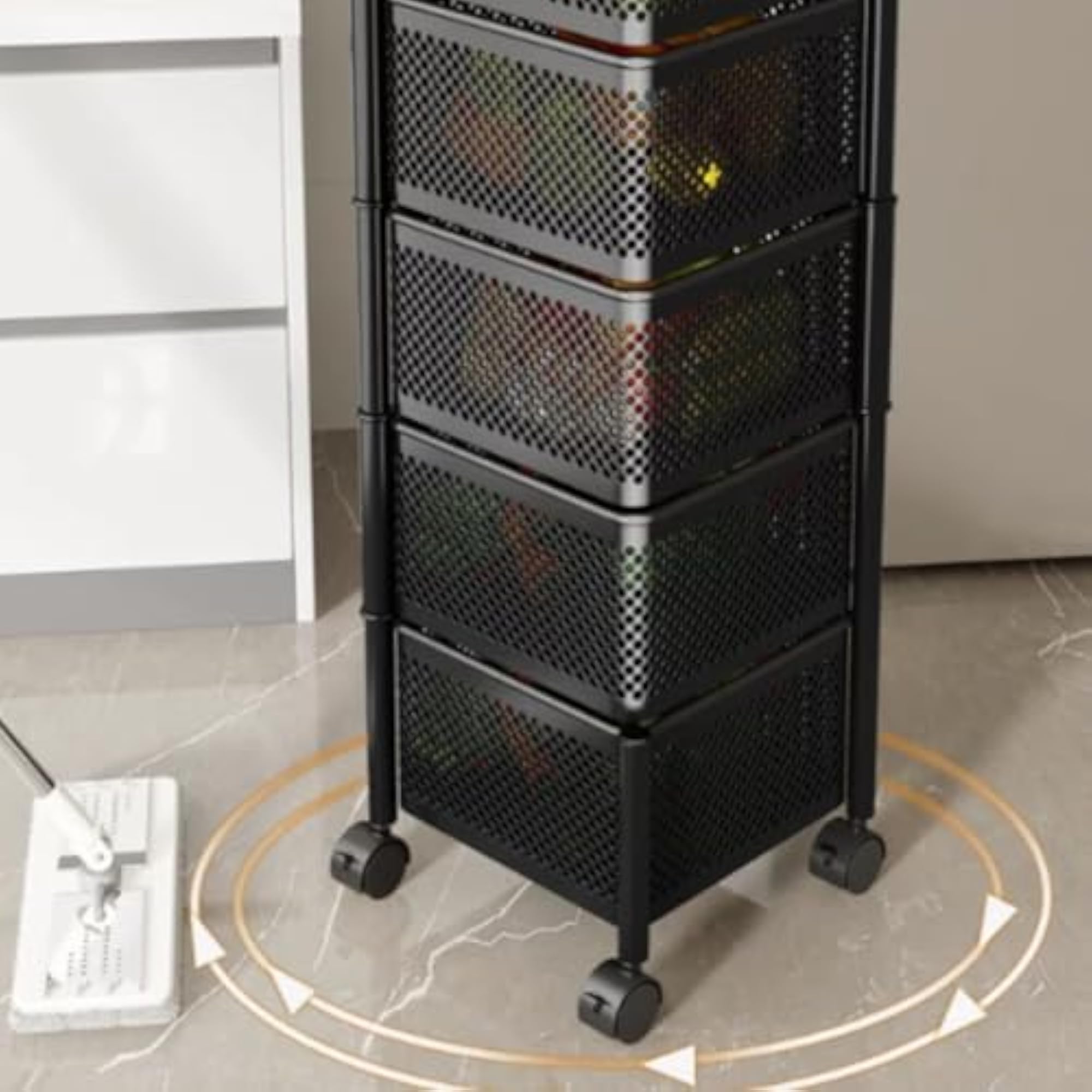 Perforated Rotating Storage Vehicle, Multi-Level Kitchen Storage