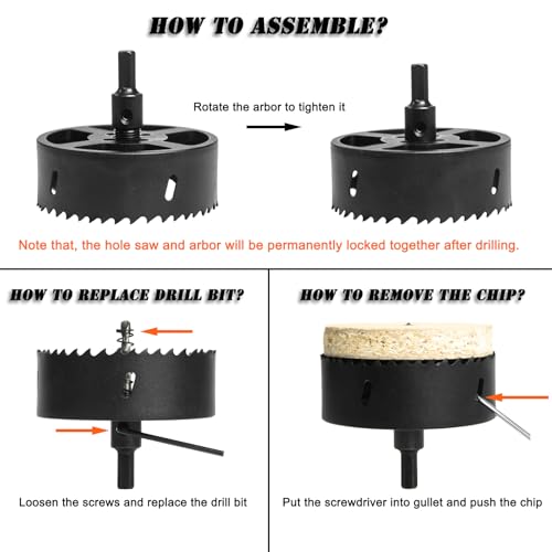 Image of 4-1 /8 Hole Saw for Recessed Lights, 4.1 Inch Hole Cutter with Dust Bowl Catcher for Led Recessed Lighting 4 Inch and Wood Metal Drywall, Bi-Metal Construction, Black