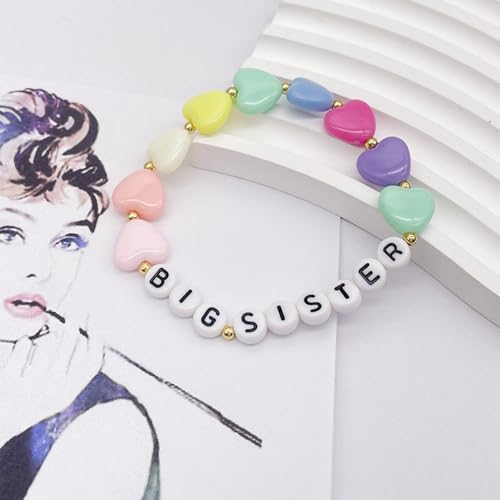 Image of Fuqimanman2020 Big Sister Bracelet Colorful Little Sister Bracelet Letter Beads Bracelet for Sister Jewelry Gift