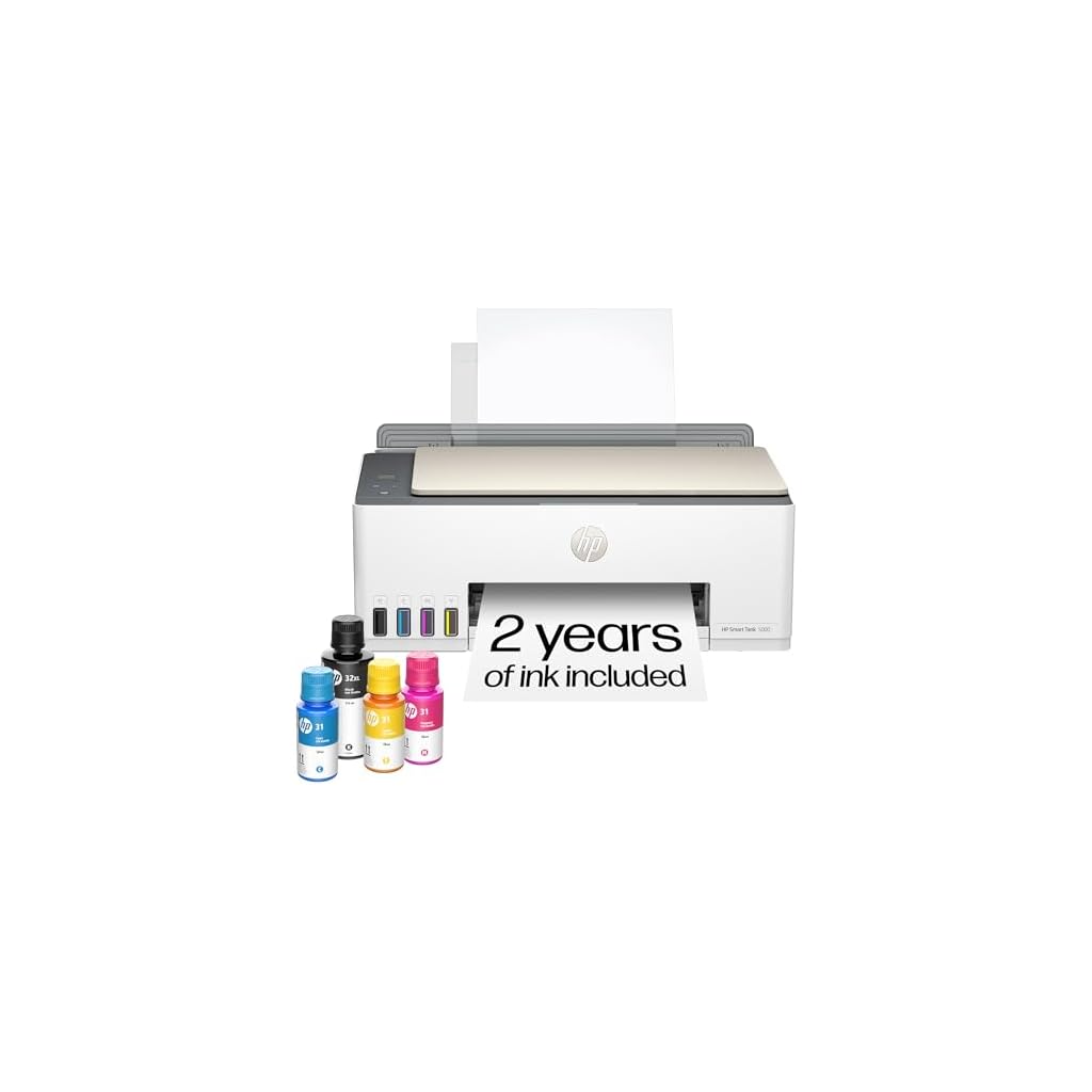 HP Smart Tank 5000 Wireless All-in-One Ink Tank Printer with up to 2 years of ink included, mobile print, scan, copy