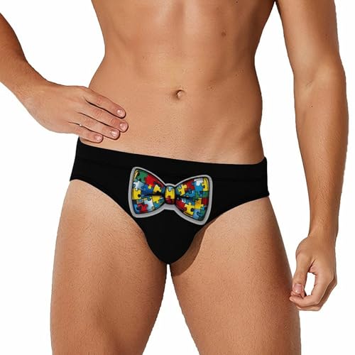 Autism Awareness Bow Men's Swim Trunks Briefs Swimsuit Swimwear Bathing for Underwear Beach