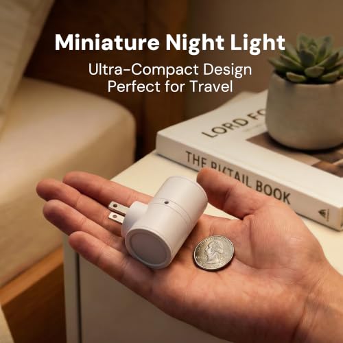 Image of L LOHAS LED Night Light, Soft White 3000K, Light Sensor, White Shade,4 Pack | 50 /100LM Dimmable, Plug into Wall, Rotating Nightlight Plug in Wall, Adults Kids Hallway Bedroom Bathroom Stairway Kitchen