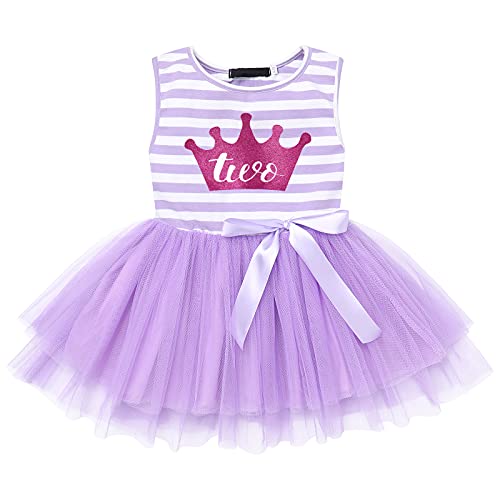 Baby Girls Crown Princess Striped 1st/2nd Birthday Cake Smash Tulle Tutu Dress Toddler Kids Outfit