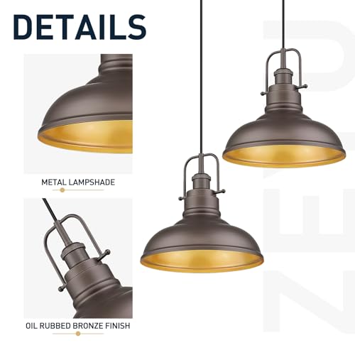 Image of zeyu Farmhouse Pendant Light, 1-Light Industrial Hanging Light Fixture 11-inch, Oil Rubbed Bronze Finish, 016-1 ORB