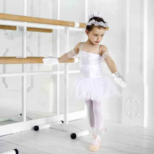 3 Pcs First Communion Veil Set-First Communion Veil Wedding Hair Accessories for Girls White Floral Wreath Lace Veil Flower Crown Charm Cross Bracelet Gloves for Catholic Party Celebrations Weddings2