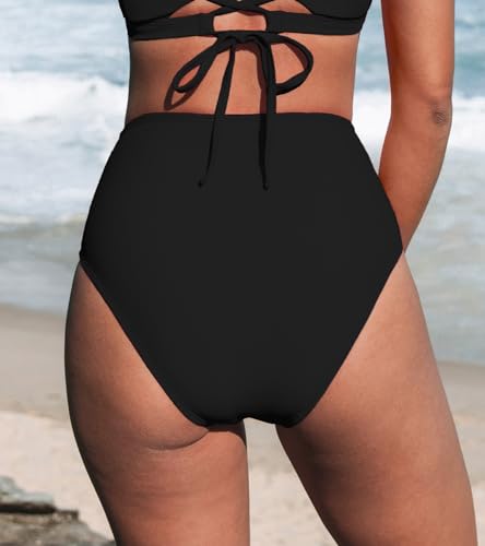 CUPSHE Women Swimsuit Bikini Bottom High Waisted Full Coverage Tummy Control Bathing Suit2