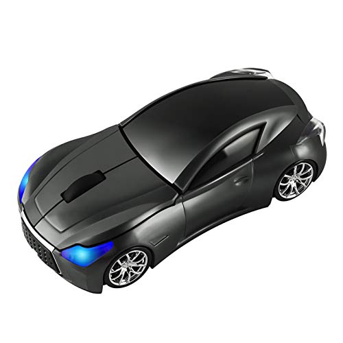 CHUYI Cool Sports 3D Car Shaped Wireless Optical Mouse 1600DPI 3 Button Ergonomic Office Mice with USB Receiver for Travel Business School Gift (Grey)