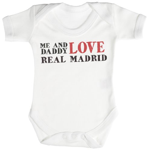 TRS - Me & Daddy Text Love Real Madrid Body bébé - Cadeaux de bébé 0-3 Mois Blanc