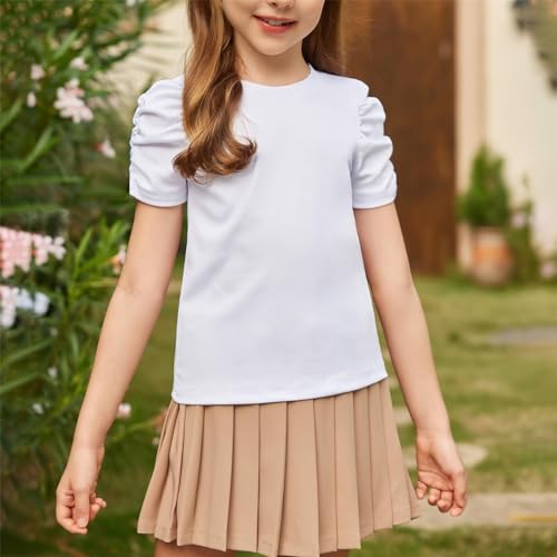White Tee Shirt Pack Kids Summer Ribbed Knit Crewneck T Shirt Tops Tee Blouse Girls Summer Crop Tops2