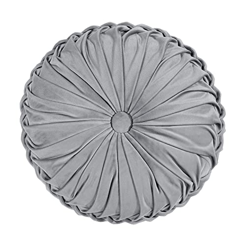image for Lush Decor Round Pleated Soft Velvet Decorative Throw Pillow, 1 Count,