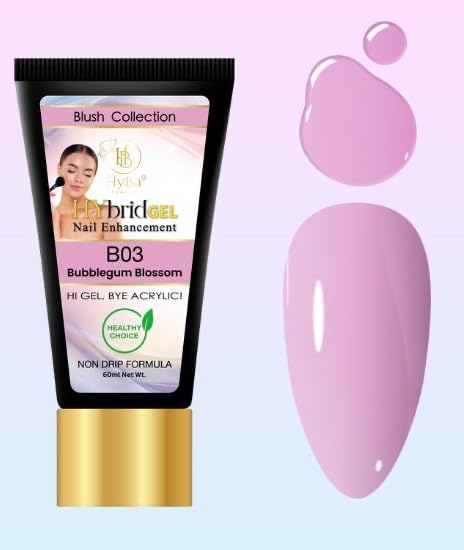 HYBA BLUSH Hybrid Gel Nail Polish, Single Tube, B03 (Bubblegum Blossom, 60ml)