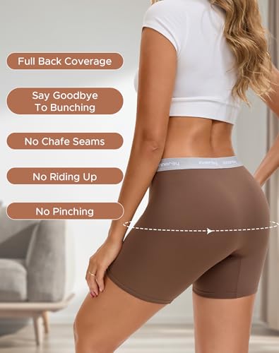 Image of INNERSY Boy Shorts Underwear for Women High Waisted Ladies Panties Boxer Briefs Breathable Stretch 5 Pack