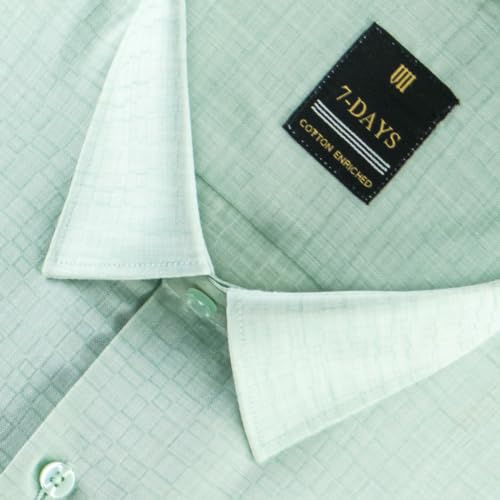 Image of 7-DAYS Premium Men's Formal Shirts - Cotton Rich, Textured Self-Design, Full Sleeve, Regular Fit, Wrinkle Resistant, with Pocket - Perfect for Office