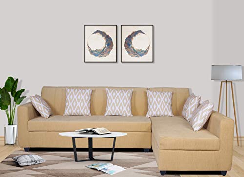Image of Adorn India Rio Highback L Shape 6 Seater Sofa Set (Right Hand Side) (Beige) (3 Year Warranty)