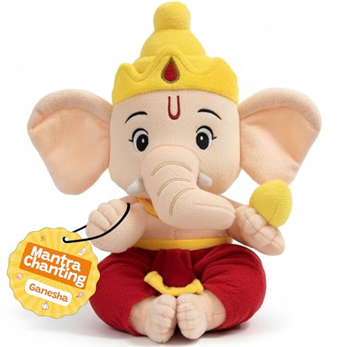 Image of WonderBuddy Divine Mantra Chanting Baby Ganesha with 10 Preloaded Mantras & Aartis, Musical Soft Plush Toy, Best Gift for Infants, Toddlers & Kids (Medium - 25 Cm)