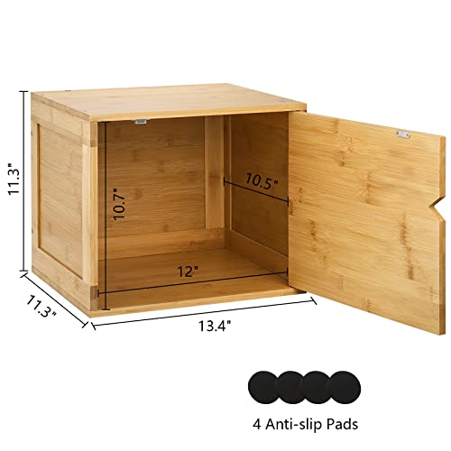 Fasmov Cube Storage Organizer, Bamboo Cube Bookshelf, Stackable Connect Storage Cube Cubby Organizer With Door, Stackable Cubes Bin For Bedroom, Home And Office #TOP1