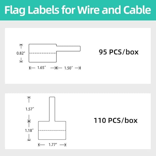 MakeID T-Flag/P-Flag PET-Etikettenpatrone für Innen- und Außenbereich, Draht- und Kabelbeschriftung, Schwarz auf Weiß, für D50-Etikettendrucker