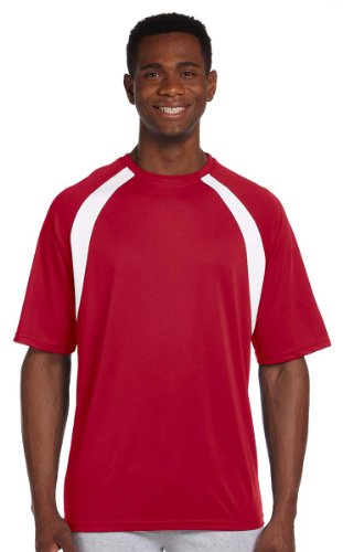 T-Shirt Sport Colorblock Harriton respirant et léger de 4.2 oz rouge XL