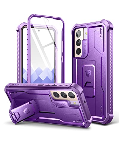 Dexnor for Samsung Galaxy S22 Case, [Built in Screen Protector and Kickstand] Heavy Duty Military Grade Protection Shockproof Protective Cover for Samsung Galaxy S22 5G, Purple