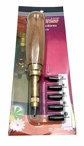 Kit Vazador Rotativo Tecido Manual Couro 6 Medidas Cabo