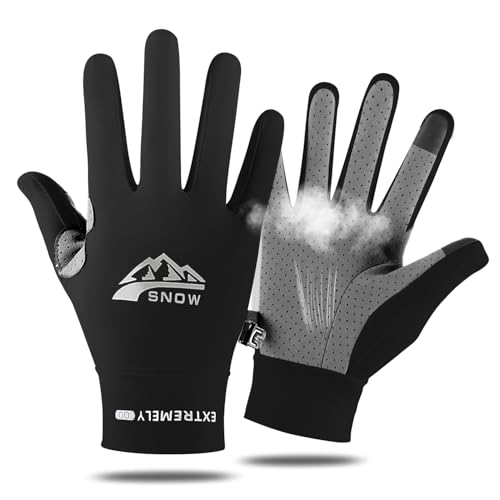 Image of TecoKart Sun Protection Gloves for Women | Women's Bike Gloves with Anti-lost Buckle | Touchscreen Anti-Slip Full Finger Gloves for Riding, Driving and Fishing