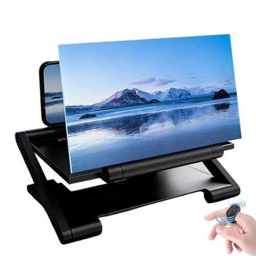 Proyector HD con Lupa de Pantalla de Teléfono 3D Plegable con Control Remoto Móvil, Ideal for Viajes, Personas Mayores y Familias