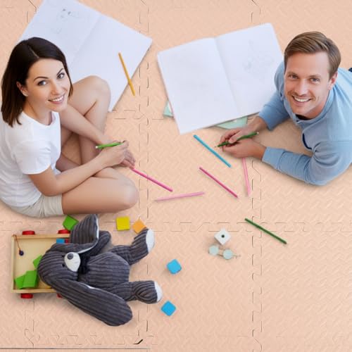 Arrowbash 12x12x1 Inch EVA Thick Interlocking Foam Floor Tiles Puzzle Exercise Mat Foam Mats for Home Gym Pets(Beige,12) by Arrowbash - Image 5