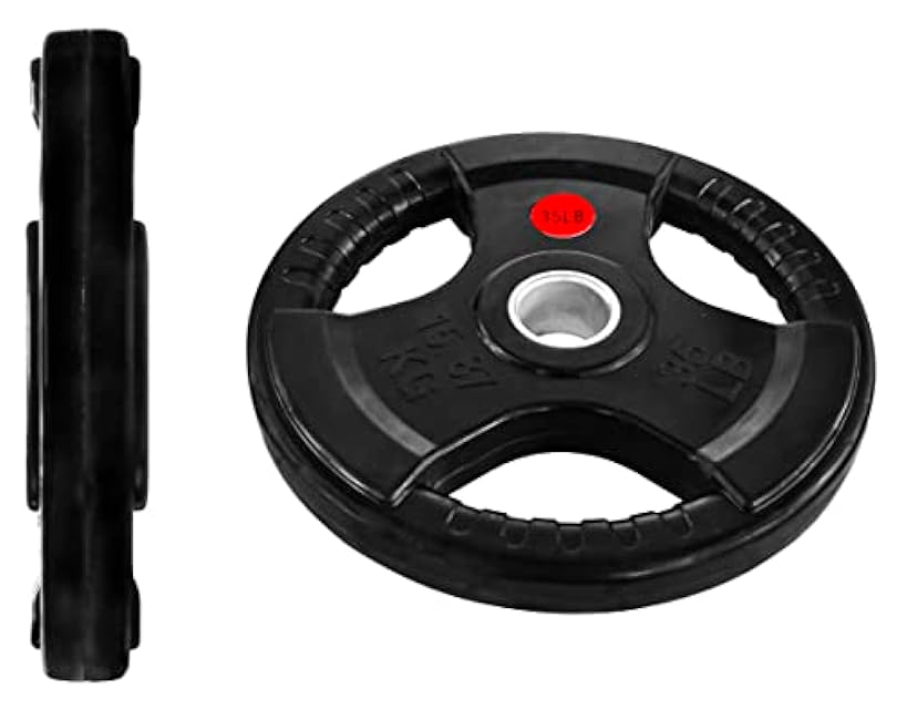 Signature Fitness Olympic 2-Inch Cast Iron Plate Weight Plate for Strength Training and Weightlifting, Style #4, 35LB Pair