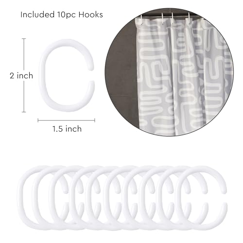 Image of Encasa XO Bathroom Shower Curtain 7 Feet with 10 Hooks | (72x84 in) Quick Dry Heavy Printed Polyester Fabric Bathroom Curtains Waterproof | Machine Washable, Mould & Mildew Resistant - Boho Maze Grey
