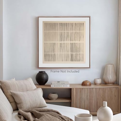 Neutral Abstract Canvas Wall Art Modern Abstract Posters and Prints Brown Beige and Black Wall Art Wabi Sabi Painting Neutral Geometric Artwork Beige Minimalist Picture for Bedroom 16x16inch Frameless by Ecyanlv - Used condition - Image 6