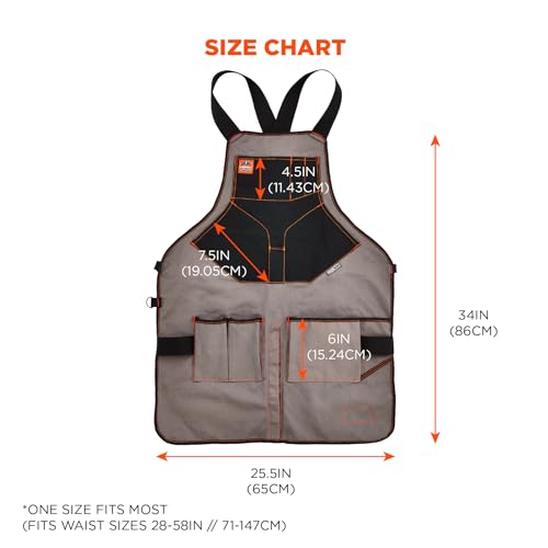Image of Ergodyne - 13696 Arsenal 5705 Full Length Tool Work Apron, 13-Pockets, Gray