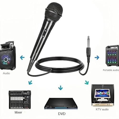 Dynamischer Mikrofon Vocal Dynamisch Microphone Karaoke Handmikrofon Microfon Sprachmikrofon Jack 6,5mm XLR Tragbares Mikro Micro Mic Für DVD Fernseher KTV Audio Mixer Singen Streaming Podcast Party