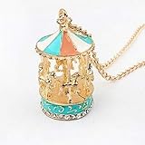 curfair Women Necklace Pendant Chain Exquisite Enamel Carousel Merry-Go-Round Charm Pendant Sweater Necklace Chain Gift for Parties, Birthday, Valentine's Day-1