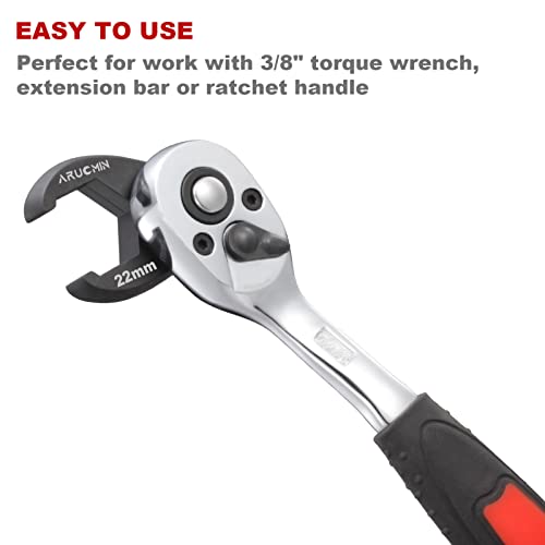 Arucmin 3/8" Drive Crowfoot Flare Nut Wrench Set,18-Piece Chrome Vanadium Steel Crowfoot Wrench Set Sae & Metric 3/8"-7/8" And 10-22Mm With Organizer Box #TOP2