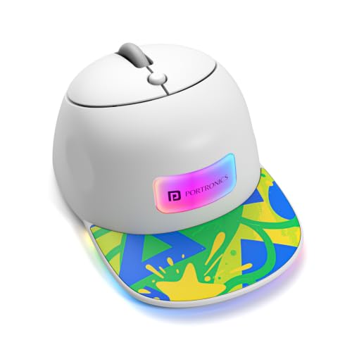 Image of Portronics Toad Cap Wireless Mouse with Bluetooth 5.0 + 2.4GHz Dual Connectivity, Adjustable DPI Upto 2400, Dynamic RGB Lighting, Type-C Rechargeable, 100g (Green)