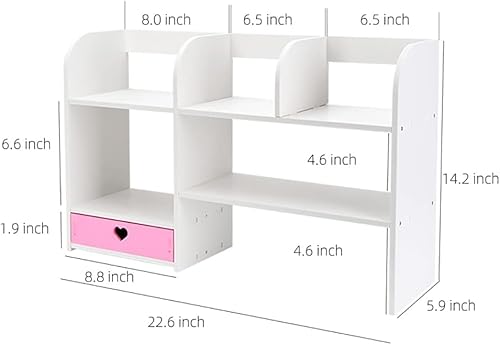 Miniatura 3 de Lindas estanterías para escritorio, organizador de escritorio Kawaii con cajón, organizadores de escritorio de oficina y accesorios, almacenamiento