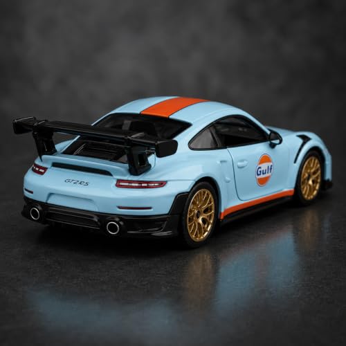 Image of Wizplex CCA Porsche 911 GT2 RS Gulf 1:64 Officially Licensed Premium Die Cast Metal Car in Acrylic Display Case - Openable Doors, Collectible Sports Coupe Showpiece for Collectors & Kids 3+