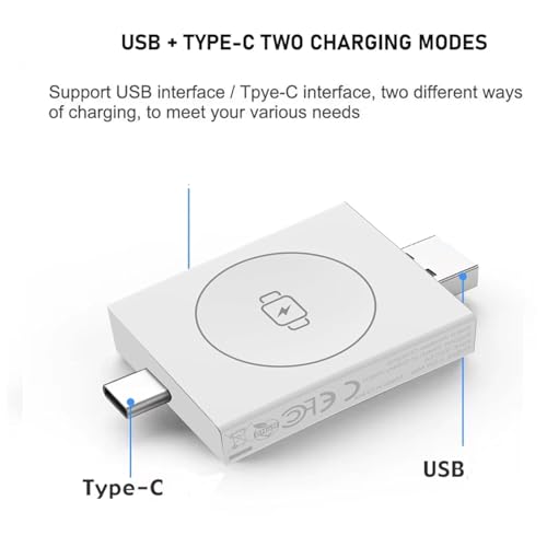Image of Karwan Wireless Watch Charger for iWatch & Samsung Galaxy Wireless Charger, Type-C Fast Charging Pad Compatible with QC & PD (5V /3A, 9V /2A, 12V /1.5A) -(White)