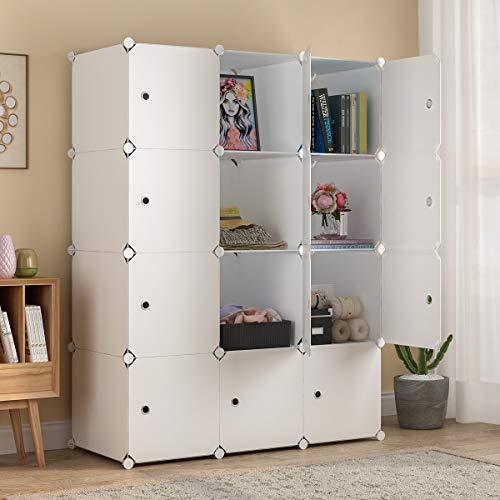Maginels Large Cube Storage -14"X18" Depth Cube (12 Cubes) Organizer Shelves Clothes Dresser Closet Storage Organizer Cabinet Shelving Bookshelf Toy Organizer, White #TOP3